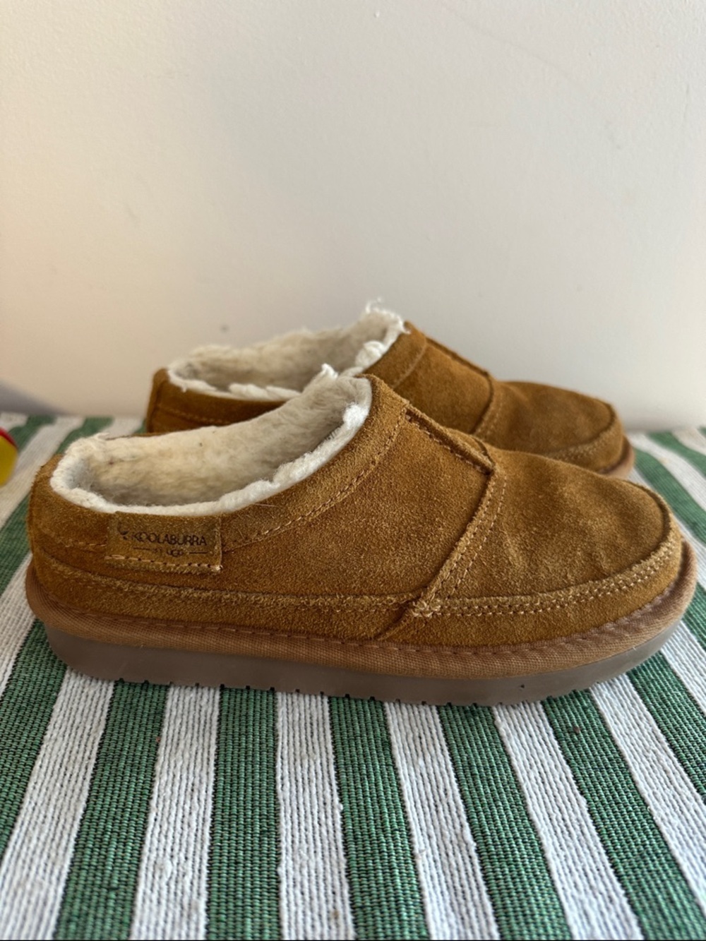 Koolaburra Kids Slip-On Suede Slippers in Chestnut Brown